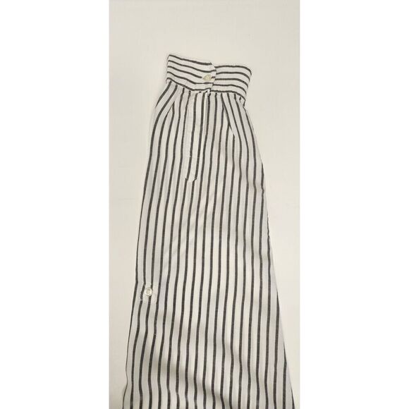 Calvin Klein Striped Blouse Long Sleeve Lo-Hi Button-up Shirt White/Gray XL - Picture 6 of 9